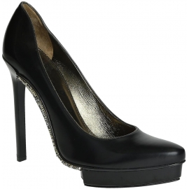 Pumps in schwarz Calf Leder Kristallen alleinige Lanvin