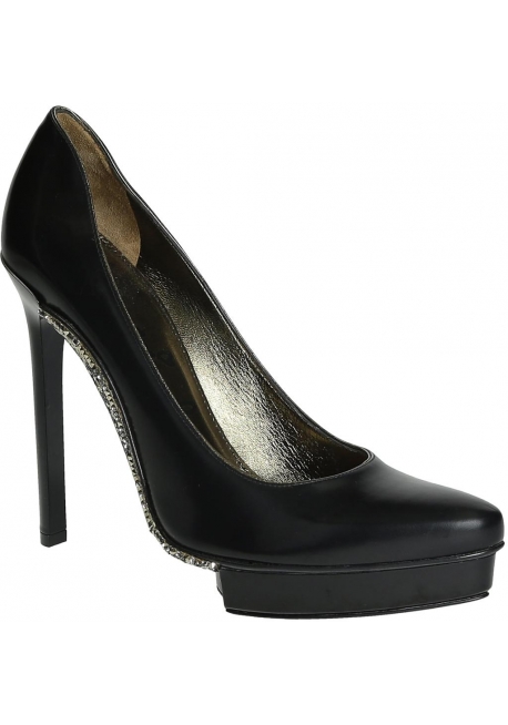 Pumps in schwarz Calf Leder Kristallen alleinige Lanvin