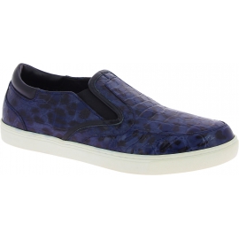 Dolce&Gabbana Slip-On Sneakers für Herren Krokodildruck aus blauem Kaimanleder