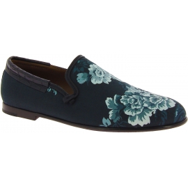 Dolce&Gabbana Herren Mokassins Schuhe aus Krokodil bedruckt blau azurblau Leder