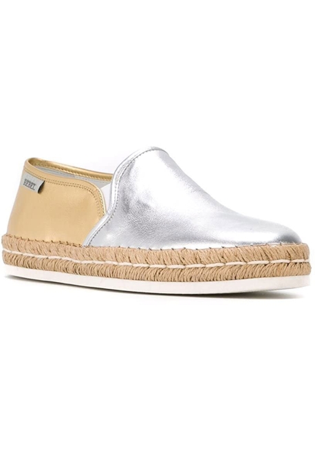 Hogan Espadrilles Mode Schuhe für Damen aus silbernem und goldenem Leder