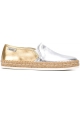 Hogan Espadrilles Mode Schuhe für Damen aus silbernem und goldenem Leder