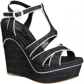 Gianvito Rossi wedges Sandalen im Denim-Stoff