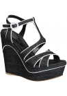 Gianvito Rossi wedges Sandalen im Denim-Stoff