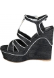 Gianvito Rossi wedges Sandalen im Denim-Stoff