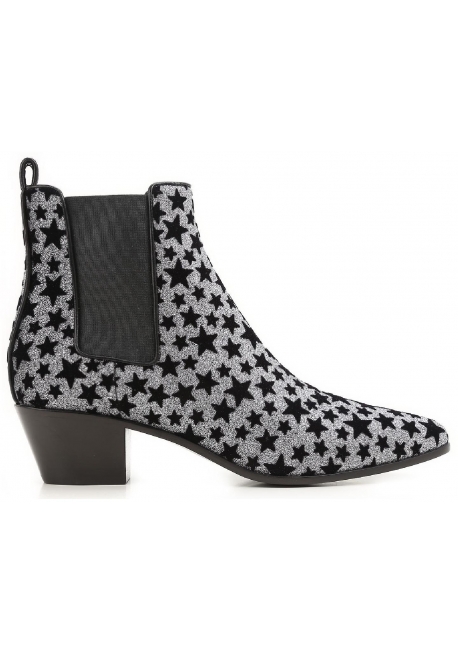 Saint Laurent Ankle Boots Anthrazit Glitzer