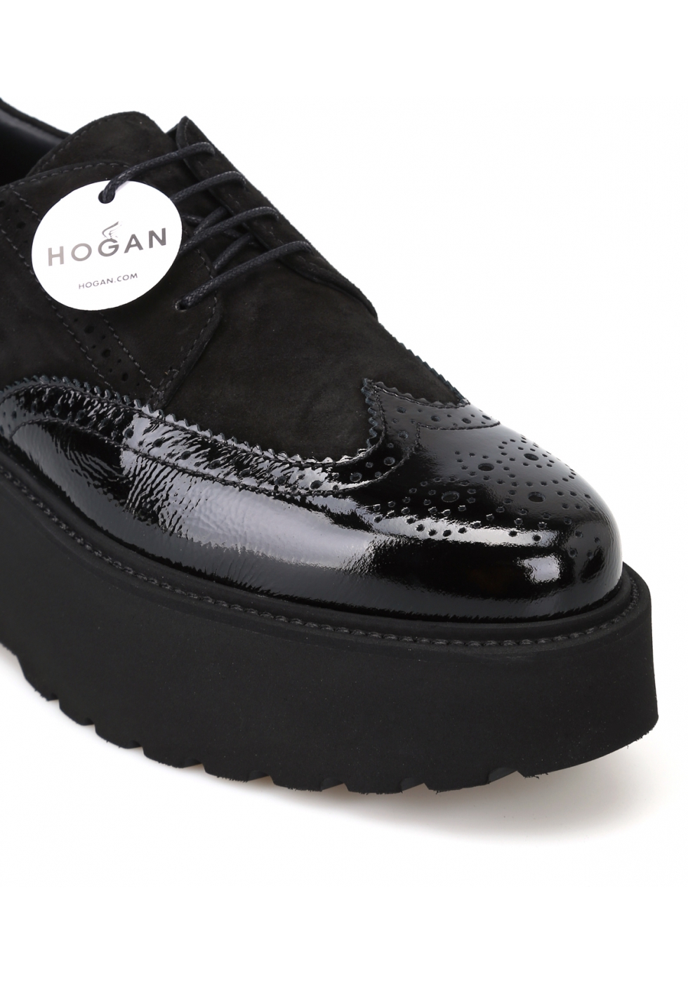 Hogan Modische Schnürschuhe für Damen aus schwarzem Lackleder und ...