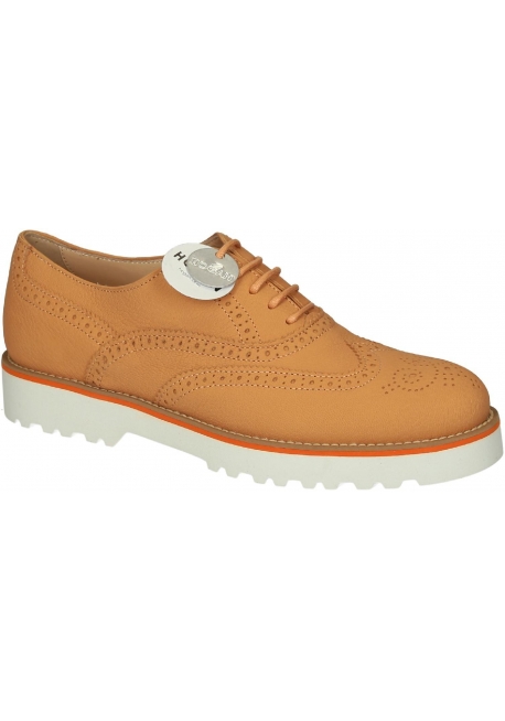 Hogan Damen orange Brogue Halbschuhe Lederschuhe