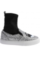 Chiara Ferragni Damen Sneakers aus silberfarbenem und schwarzem Glitzerstoff