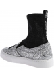 Chiara Ferragni Damen Sneakers aus silberfarbenem und schwarzem Glitzerstoff