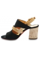 Barbara Bui Damen sandalen aus schwarzem Wildleder und nudefarbenem Lackleder