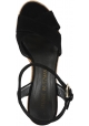 Stuart Weitzman Damen Keil sandaletten aus schwarzem Wildleder mit Eidechsen-Print