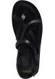 Saint Laurent Flache Damen sandalen aus schwarzem Leder mit verstellbarem Riemen