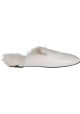 Chiara Ferragni Damen sandalen mit eckiger Zehenpartie aus weißem Lackleder und Innenpelz