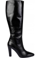 Saint Laurent Kniehohe Damenstiefel aus schwarzem Leder mit seitlichem Reißverschluss