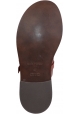Sartore Flache Damen-Sandalen zum Hineinschlüpfen mit terrakottafarbenen Lederbändern und silberner Schnalle