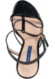 Stuart Weitzman Damen-Sandalen mit hohem Absatz aus schwarzem Lackleder mit Doppelschnalle