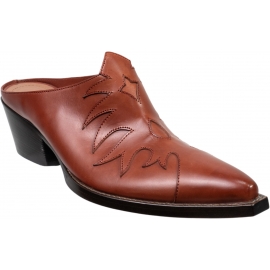Sartore Damen-Mules-Schuhe mit spitzem Zehenabsatz aus terrakottafarbenem Leder