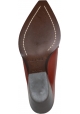 Sartore Damen-Mules-Schuhe mit spitzem Zehenabsatz aus terrakottafarbenem Leder