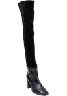 Stuart Weitzman Overknee-Stiefel aus schwarzem Leder und Wildleder mit Absatz und Reißverschluss