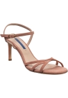 Stuart Weitzman Damen sandalen mit Absatz aus rosafarbenem Wildleder mit Knöchelriemen
