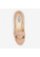 Tod's Damen pumps mit niedrigem Absatz aus beigem Wildleder mit Horsebit und Fransen