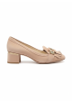 Tod's Damen pumps mit niedrigem Absatz aus beigem Wildleder mit Horsebit und Fransen