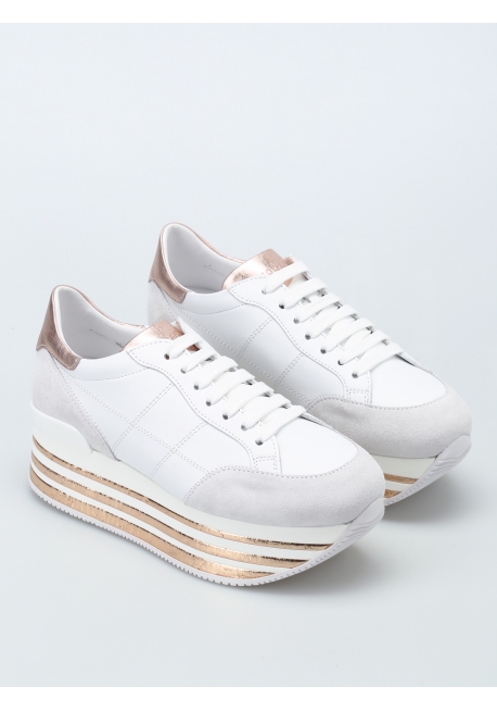 Hogan Low Top Wedges Sneakers aus weißem Leder