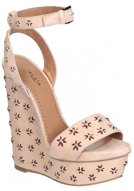 Alaïa Wedges aus Nude Wildleder