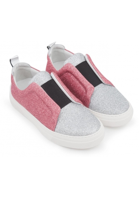 Pierre Hardy Sneaker Slip-Ons in Silber / Pink Glitter