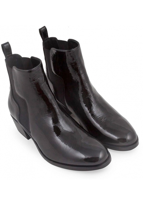 Pierre Hardy Damenstiefeletten aus schwarzem Lackleder