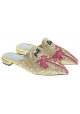 Chiara Ferragni Flats spitzen Pantoletten aus Gold mit Glitzer