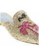 Chiara Ferragni Flats spitzen Pantoletten aus Gold mit Glitzer