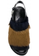 Marni Damen-Sandalen aus schwarzem und braunem Fell mit rückseitiger Schnalle