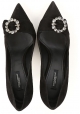 Dolce&Gabbana Dekolleté mit Absatz für Frauen aus schwarzem Leder mit Zirkonen