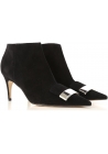Sergio Rossi Damen stiefeletten aus schwarzem Wildleder mit Metallschnalle