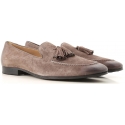 Tod's Herren mokassins mit mittelgrauen Wildleder-Quasten