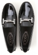 Tod's Damen mokassins aus schwarzem Lack leder mit Metallschnalle