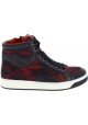 Prada Niedrige Sneakers schuhe für Frauen aus rotem/schwarzem leder stoff