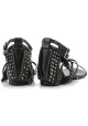 Saint Laurent Wohnungen Sandalen Schwarz Leder Fransen