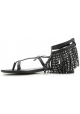 Saint Laurent Wohnungen Sandalen Schwarz Leder Fransen